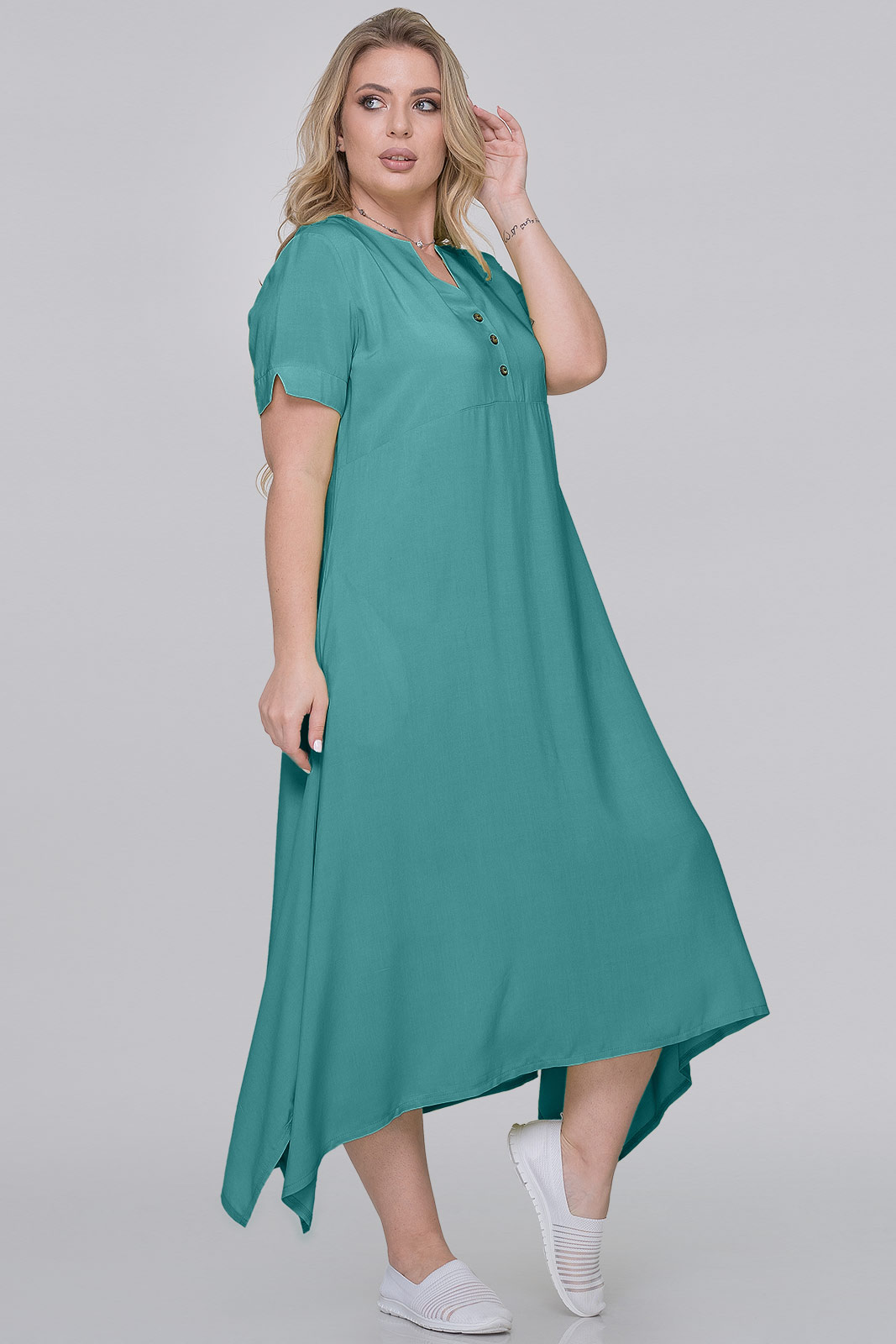 Купить летнее платье трапеция морской волны цвета 2914.84 больших ...